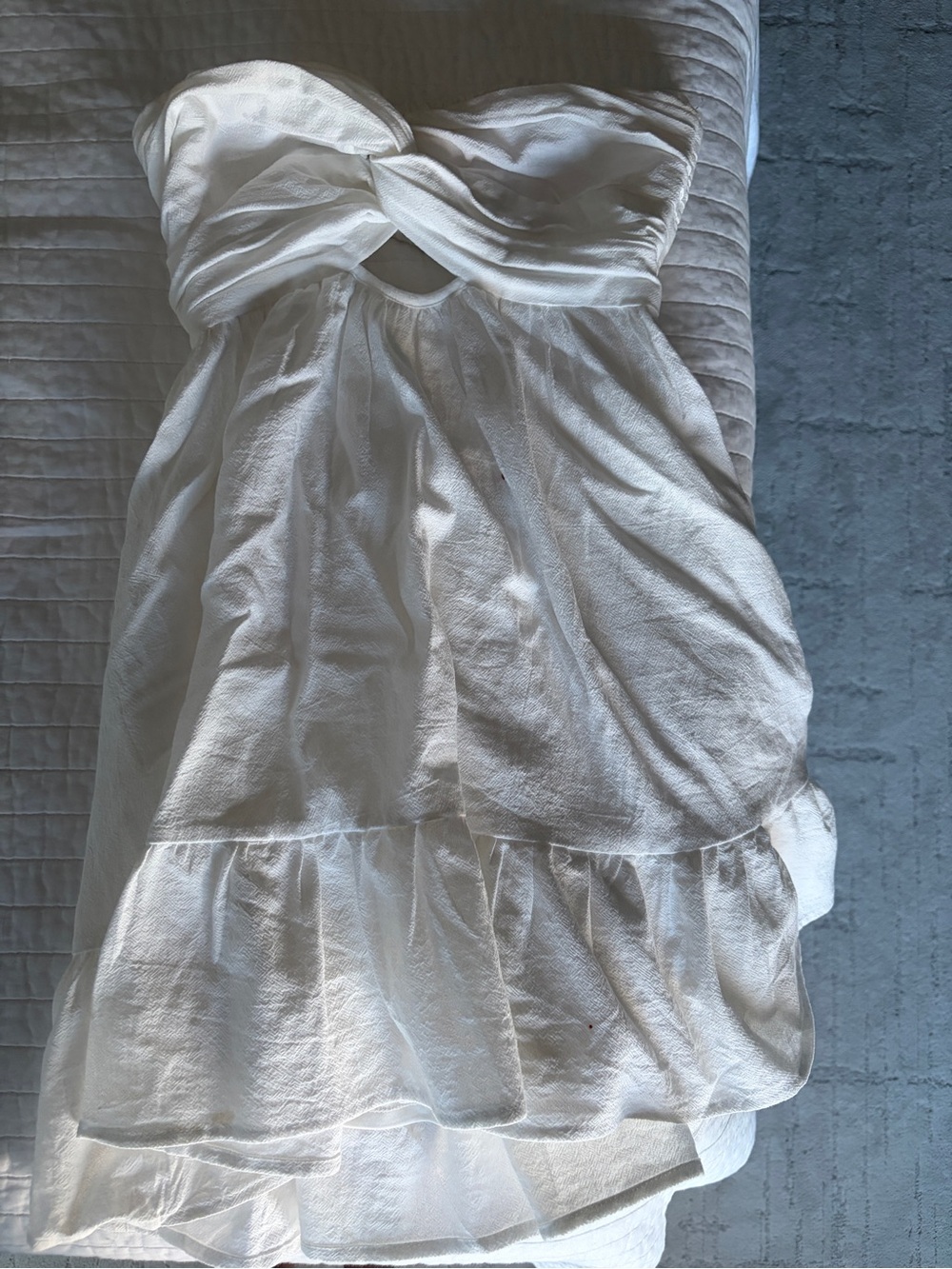 Ivory Strapless Mini Dress with Twisted Bust
